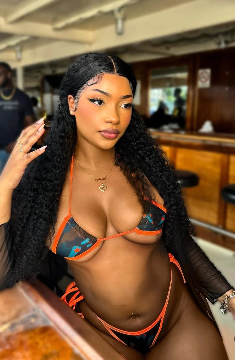 Neon orange camo triangle kini in Default